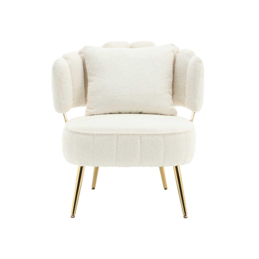 Coolmore Boucle Accent Chair Modern Upholstered Armchair Tufted Chair With Metal Frame, Single Leisure Chairs For Living Room Bedroom Beige Boucle