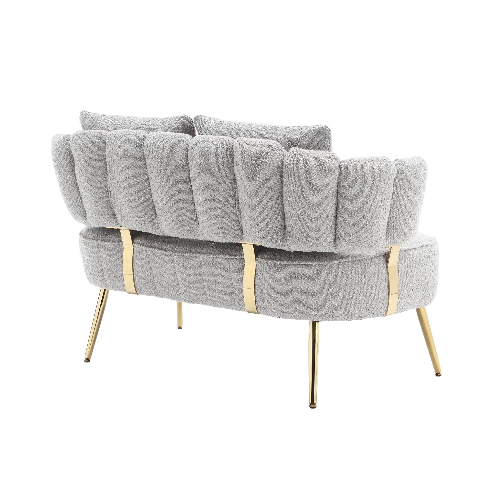 Coolmore Polyester Accent Sofa Modern Upholstered Armsofa Tufted Sofa With Metal Frame, Single Leisure Sofa For Living Room Bedroom Office Balcony Gray Boucle