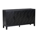 4 Door Retro Sideboard With Adjustable Shelves, Two Large Cabinet With Long Handle, For Living Room And Dining Room Black Black Mdf