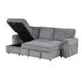Upholstery Sleeper Sectional Sofa With Storage Bags And 2 Cup Holders On Arms Gray Wood Cushion Back Square Arms Polyester 3 Seat