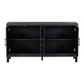 4 Door Retro Sideboard With Adjustable Shelves, Two Large Cabinet With Long Handle, For Living Room And Dining Room Black Black Mdf