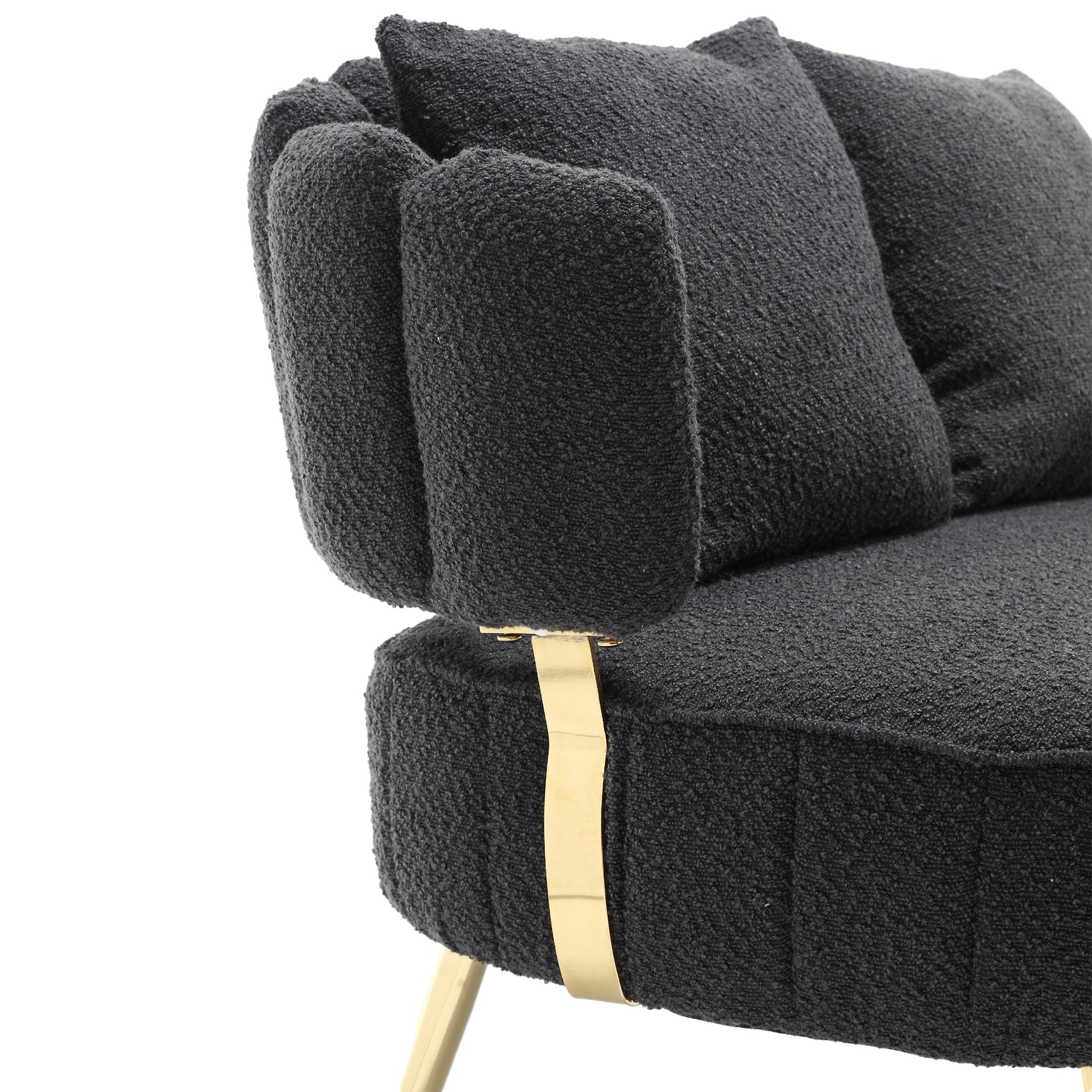 Coolmore Polyester Accent Sofa Modern Upholstered Armsofa Tufted Sofa With Metal Frame, Single Leisure Sofa For Living Room Bedroom Office Balcony Black Boucle