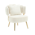 Coolmore Boucle Accent Chair Modern Upholstered Armchair Tufted Chair With Metal Frame, Single Leisure Chairs For Living Room Bedroom Beige Boucle