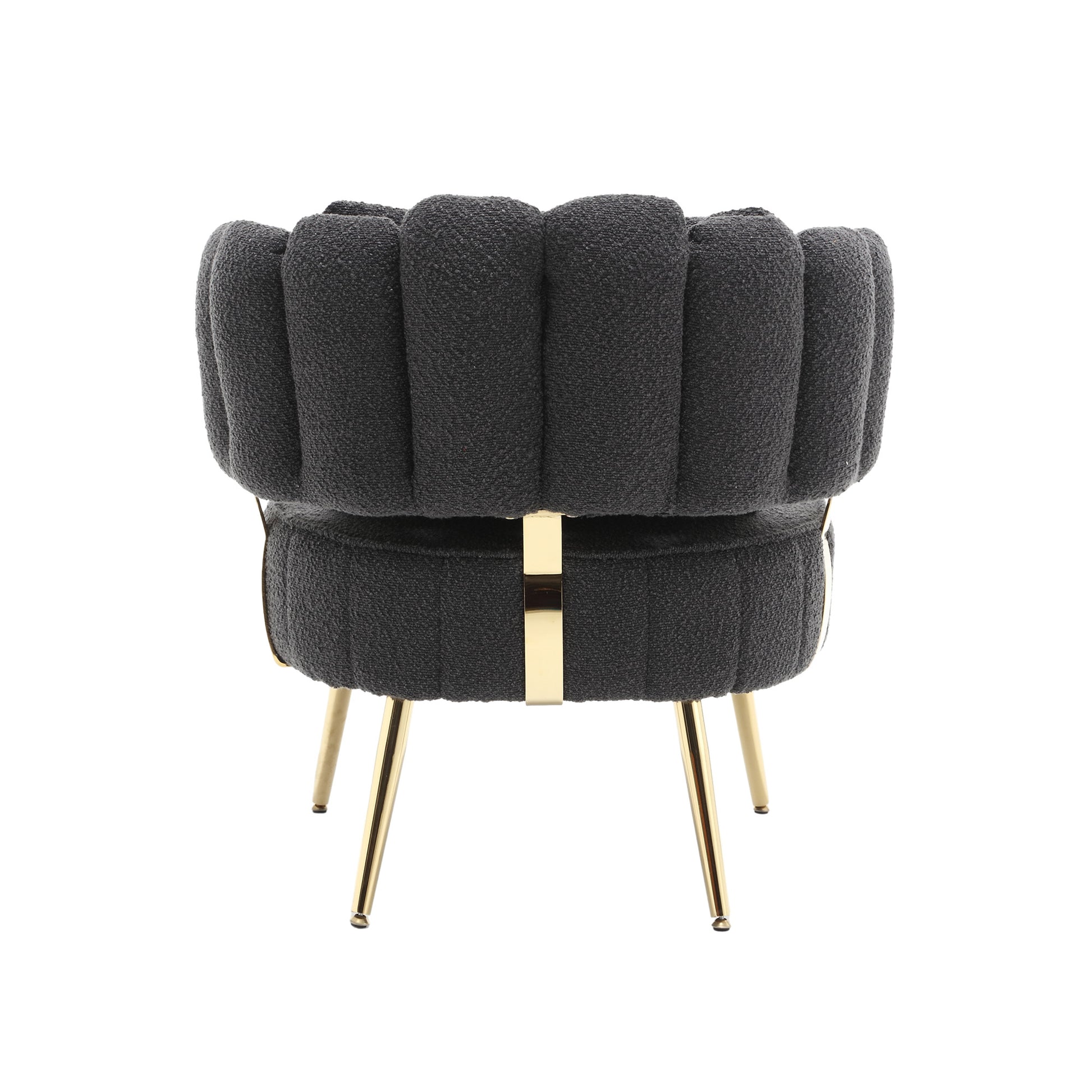 Coolmore Boucle Accent Chair Modern Upholstered Armchair Tufted Chair With Metal Frame, Single Leisure Chairs For Living Room Bedroom Black Boucle