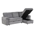 Upholstery Sleeper Sectional Sofa With Storage Bags And 2 Cup Holders On Arms Gray Wood Cushion Back Square Arms Polyester 3 Seat