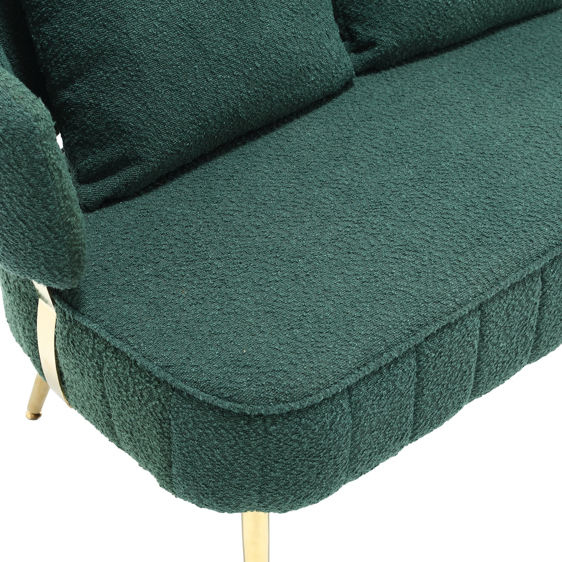Coolmore Polyester Accent Sofa Modern Upholstered Armsofa Tufted Sofa With Metal Frame, Single Leisure Sofa For Living Room Bedroom Office Balcony Emerald Boucle