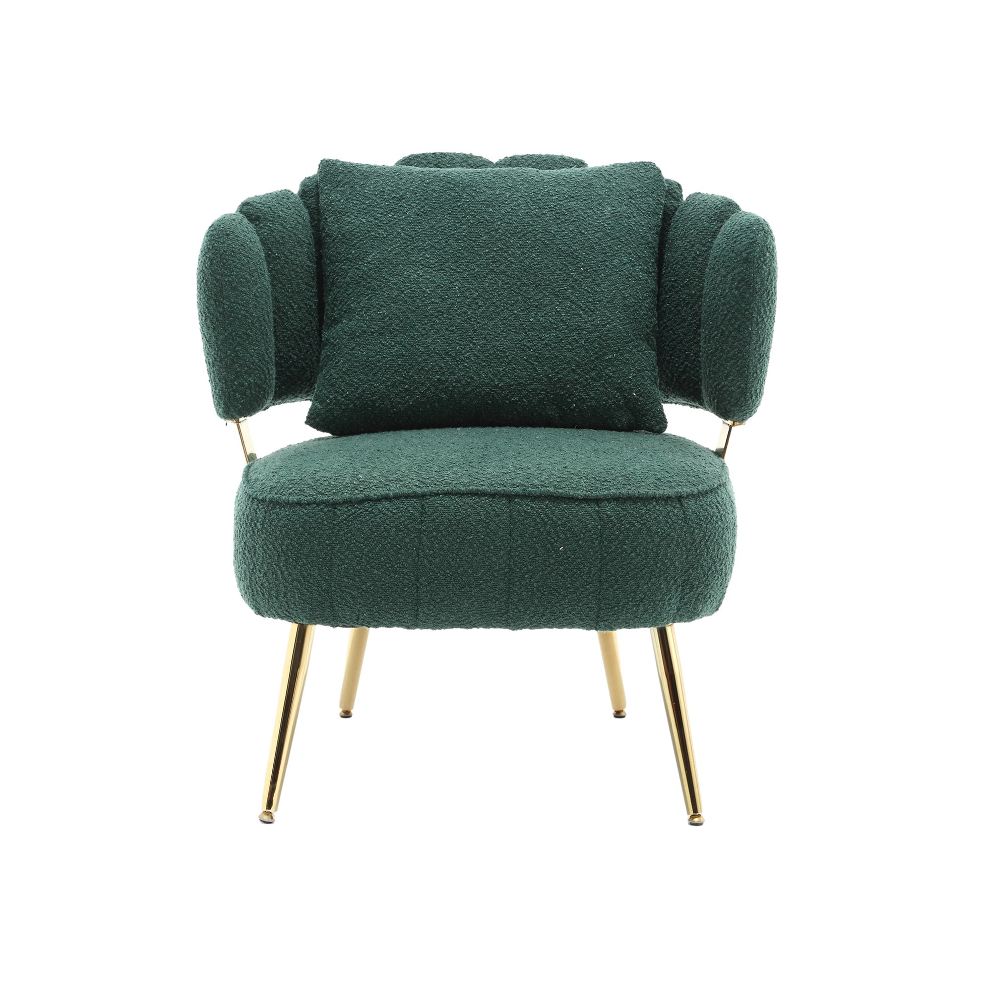 Coolmore Boucle Accent Chair Modern Upholstered Armchair Tufted Chair With Metal Frame, Single Leisure Chairs For Living Room Bedroom Emerald Boucle