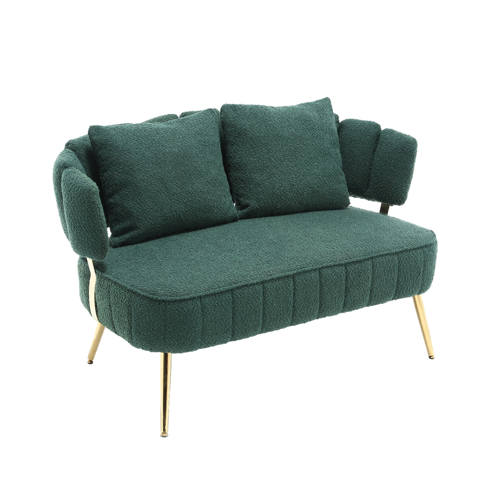Coolmore Polyester Accent Sofa Modern Upholstered Armsofa Tufted Sofa With Metal Frame, Single Leisure Sofa For Living Room Bedroom Office Balcony Emerald Boucle