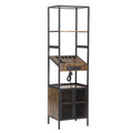Salon Storage Cabinet With Open Shelves And Hair Dryer Holders, Vintage Brown Brown Mdf