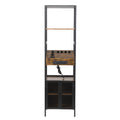 Salon Storage Cabinet With Open Shelves And Hair Dryer Holders, Vintage Brown Brown Mdf
