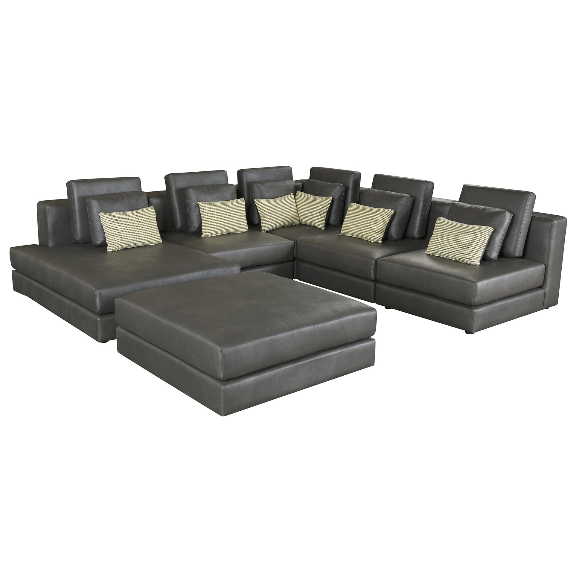 112.7" Modular Sectional Sofa Corner Sofa Chaise Lounge With Movable Ottoman For Living Room, Black Black Foam Palomino Fabric