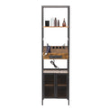 Salon Storage Cabinet With Open Shelves And Hair Dryer Holders, Vintage Brown Brown Mdf