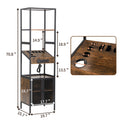 Salon Storage Cabinet With Open Shelves And Hair Dryer Holders, Vintage Brown Brown Mdf