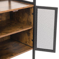 Salon Storage Cabinet With Open Shelves And Hair Dryer Holders, Vintage Brown Brown Mdf
