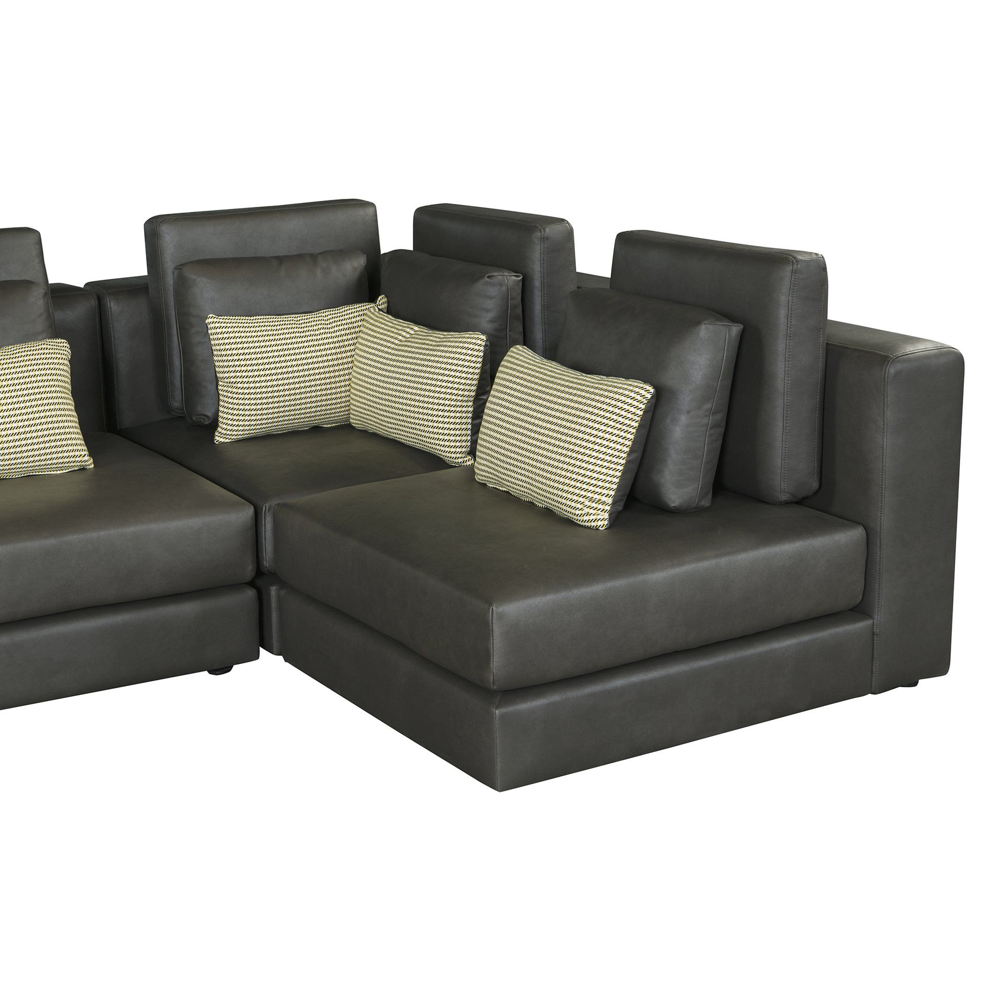 112.7" Modular Sectional Sofa Corner Sofa Chaise Lounge With Movable Ottoman For Living Room, Black Black Foam Palomino Fabric