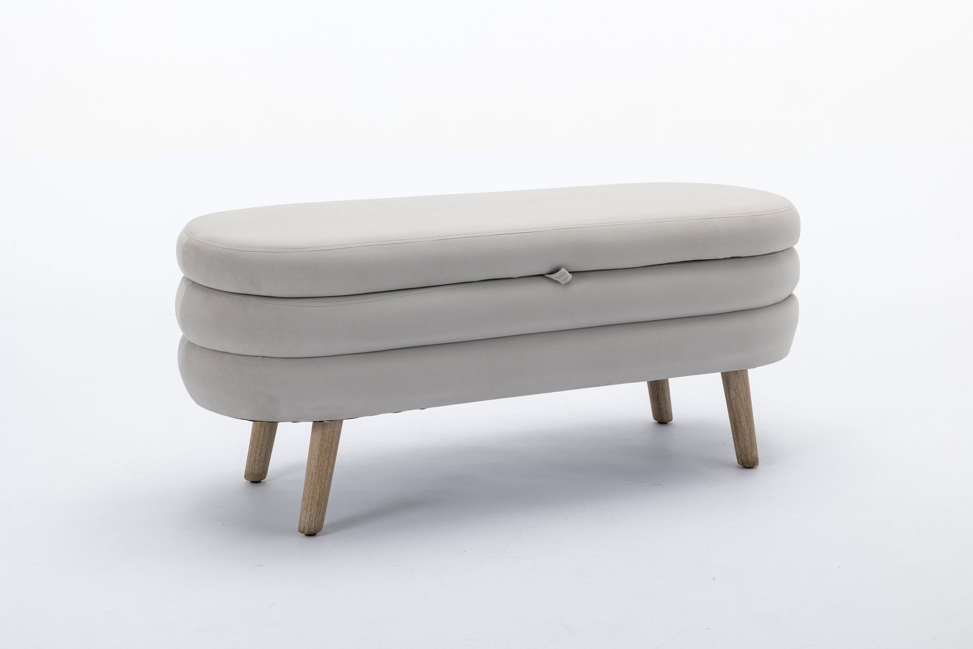 036 Velvet Fabric Storage Bench Bedroom Bench With Wood Legs For Living Room Bedroom Indoor,Light Gray Tufted Light Gray Velvet Bedroom Solid Modern Eucalyptus Internal Storage Foam Velvet