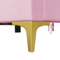 Full Size Upholstered Platform Bed With Classic Semi Circle Shaped Headboard And Mental Legs, Velvet, Pink Pink Velvet