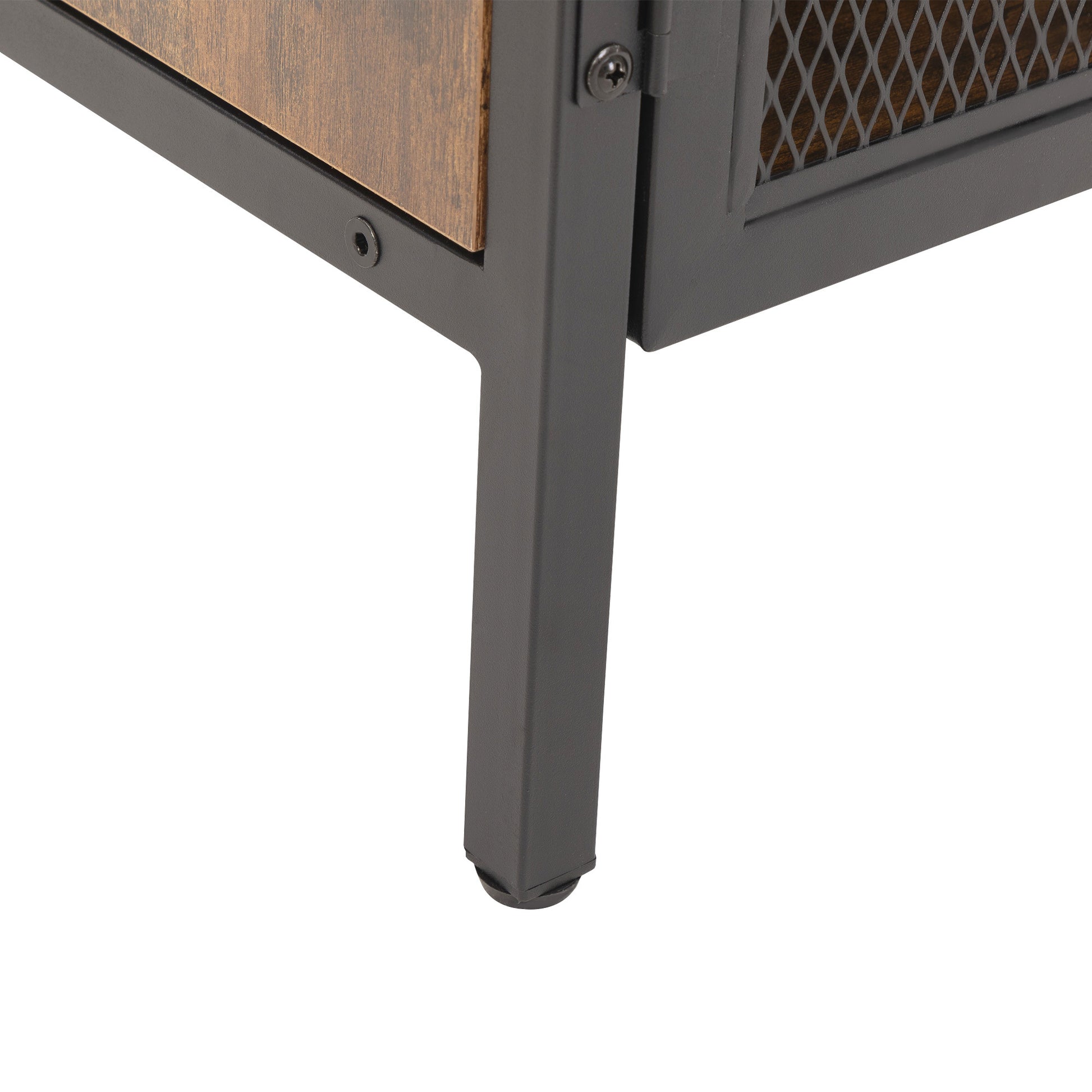 Salon Storage Cabinet With Open Shelves And Hair Dryer Holders, Vintage Brown Brown Mdf