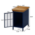 Nightstand With Storage Cabinet & Solid Wood Tabletop, Bedside Table, Sofa Side Coffee Table For Bedroom, Living Room, Dark Blue Blue Iron