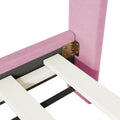 Full Size Upholstered Platform Bed With Classic Semi Circle Shaped Headboard And Mental Legs, Velvet, Pink Pink Velvet