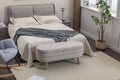 036 Velvet Fabric Storage Bench Bedroom Bench With Wood Legs For Living Room Bedroom Indoor,Light Gray Tufted Light Gray Velvet Bedroom Solid Modern Eucalyptus Internal Storage Foam Velvet