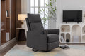 038 Cotton Linen Fabric Swivel Rocking Chair Glider Rocker Recliner Nursery Chair With Adjustable Back And Footrest For Living Room Indoor,Dark Gray Dark Gray Cotton Manual Handle Metal Primary Living Space Soft Tufted Back Modern Foam Linen
