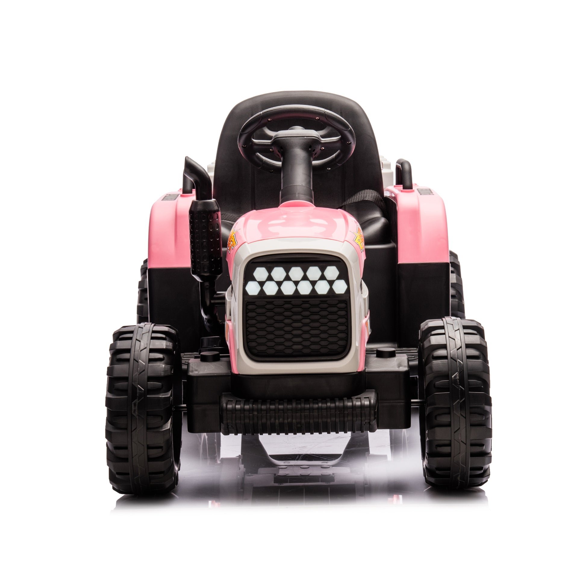 Ride On Tractor With Trailer,12V Battery Powered Electric Tractor Toy W Remote Control,Electric Car For Kids,Three Speed Adjustable,Power Display, Usb,Mp3 ,Bluetooth,Led Light,Two Point Safety Belt Pink Plastic