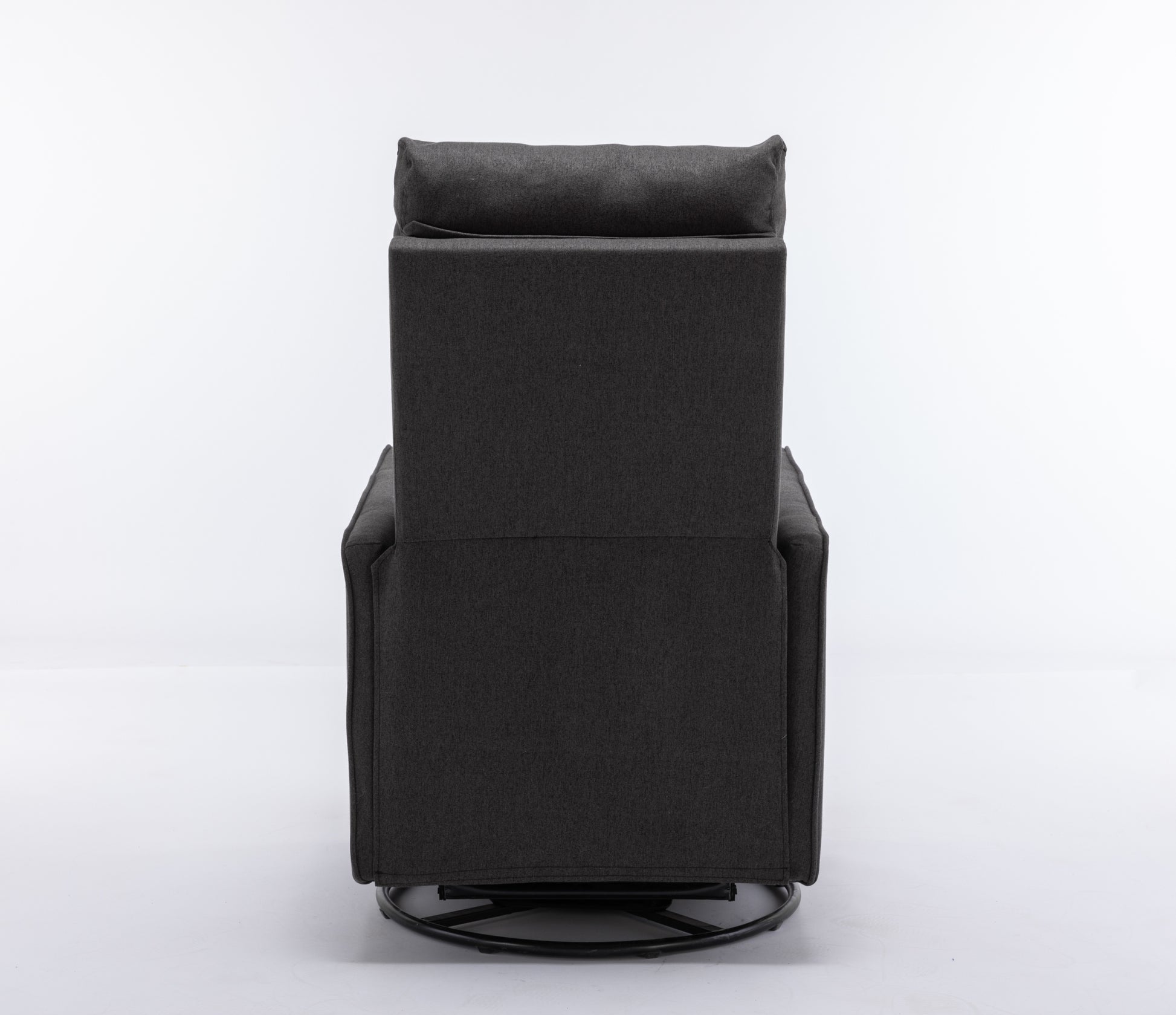 038 Cotton Linen Fabric Swivel Rocking Chair Glider Rocker Recliner Nursery Chair With Adjustable Back And Footrest For Living Room Indoor,Dark Gray Dark Gray Cotton Manual Handle Metal Primary Living Space Soft Tufted Back Modern Foam Linen