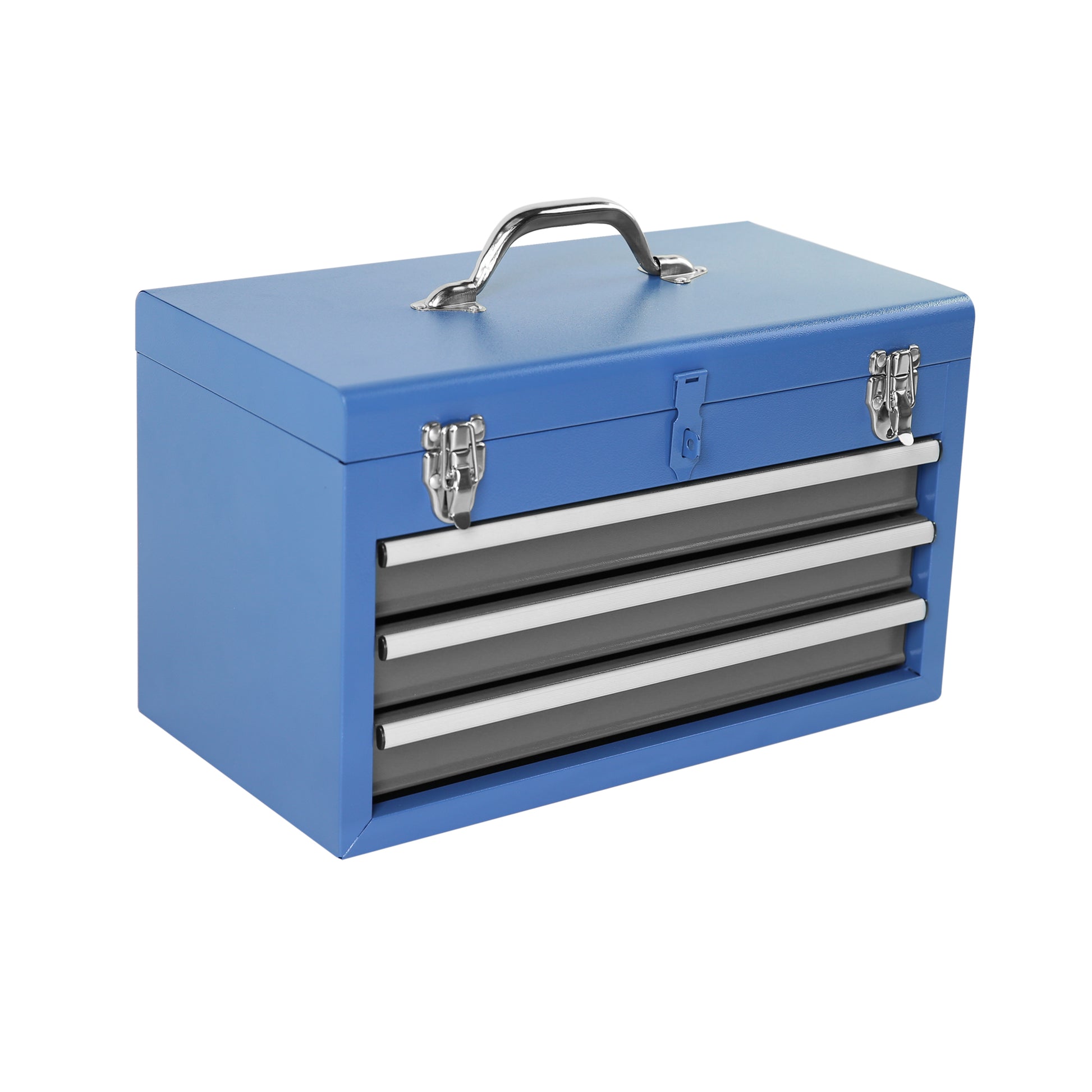 Rolling Garage Workshop Tool Organizer: Detachable 3 Drawer Tool Chest With Large Storage Cabinet And Adjustable Shelf Blue Steel