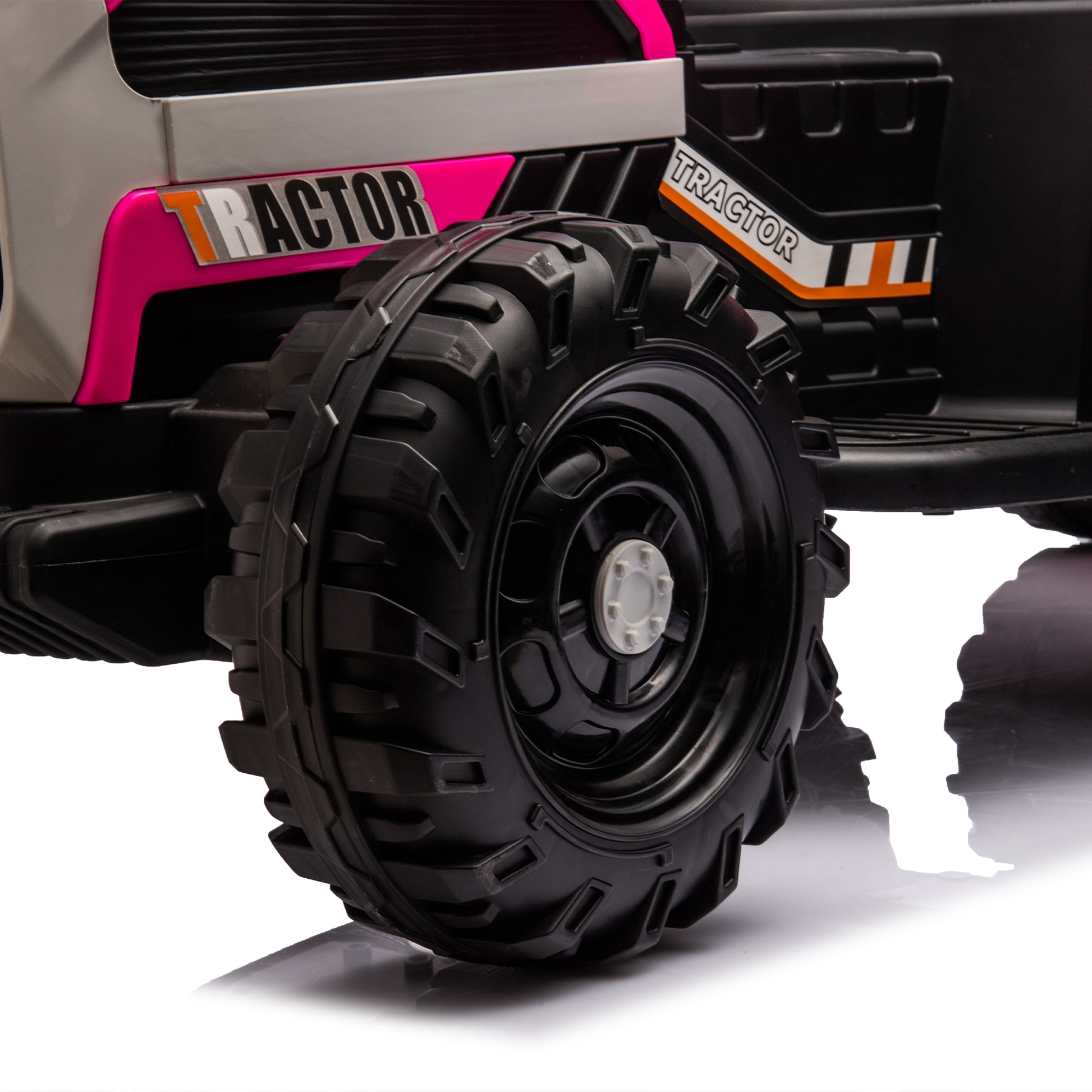 Ride On Tractor With Trailer,24V Battery Powered Electric Tractor Toy, 200W*2Motor 1.86 4.97Mph Remote Control,Electric Car For Kids,Three Speed Adjustable,Usb,Mp3 ,Bluetooth,Led Light, Safety Belt