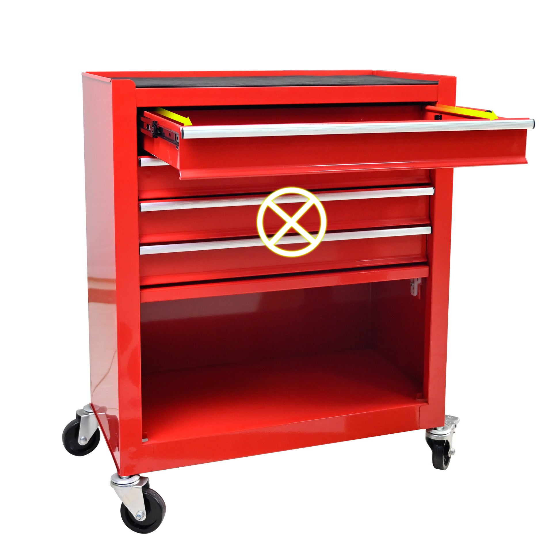 4 Drawers Multifunctional Red Tool Cart With Wheels Red Steel