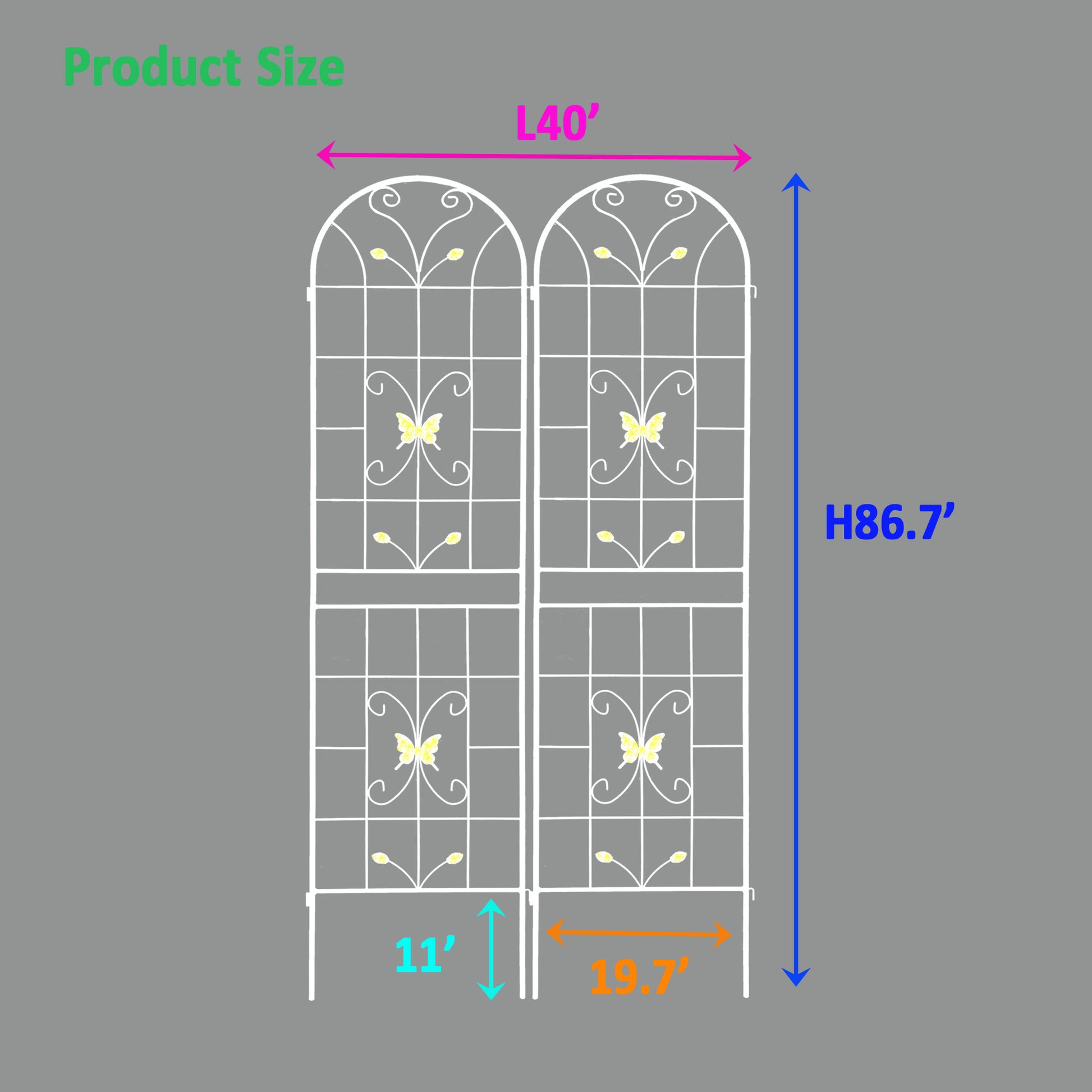 2 Pack Metal Garden Trellis 86.7" X 19.7" Rustproof Trellis For Climbing Plants Outdoor Flower Support Cream White Cream White Garden & Outdoor Iron