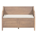 Rustic Style Solid Wood Entryway Multifunctional Storage Bench With Safety Hinge Brown Beige High Back Brown Beige Primary Living Space Beige Mdf