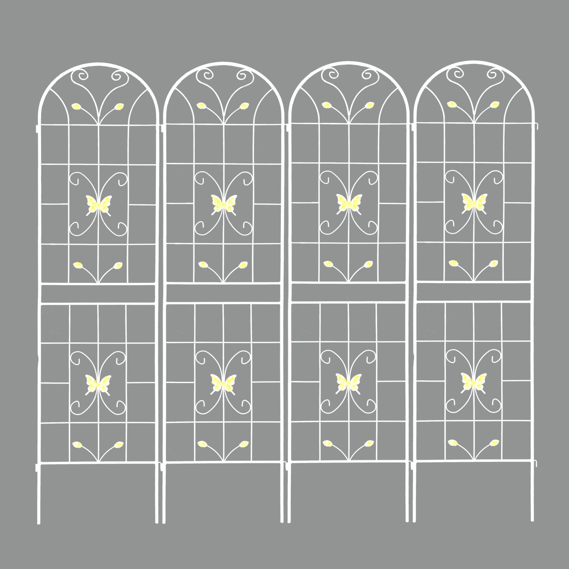 4 Pack Metal Garden Trellis 86.7" X 19.7" Rustproof Trellis For Climbing Plants Outdoor Flower Support Cream White Cream White Garden & Outdoor Iron