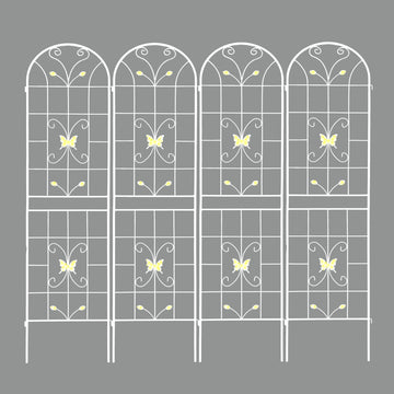 4 Pack Metal Garden Trellis 86.7" X 19.7" Rustproof Trellis For Climbing Plants Outdoor Flower Support Cream White Cream White Garden & Outdoor Iron