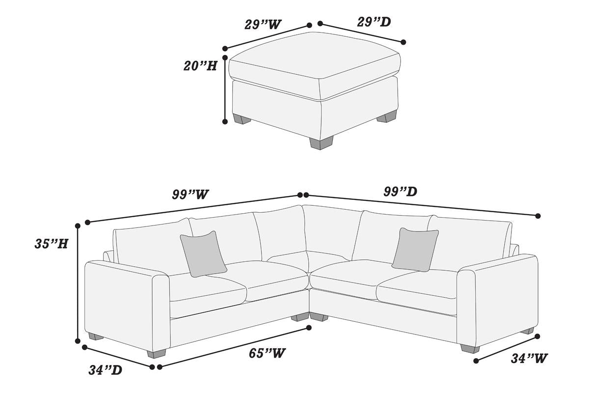L Sectional Sofa Corduroy Fog Color Laf And Raf Loveseats Corner Wedge Ottoman 4Pcs Sectional Set Couch Living Room Furniture Fog Primary Living Space Contemporary,Modern,Transitional L Shaped