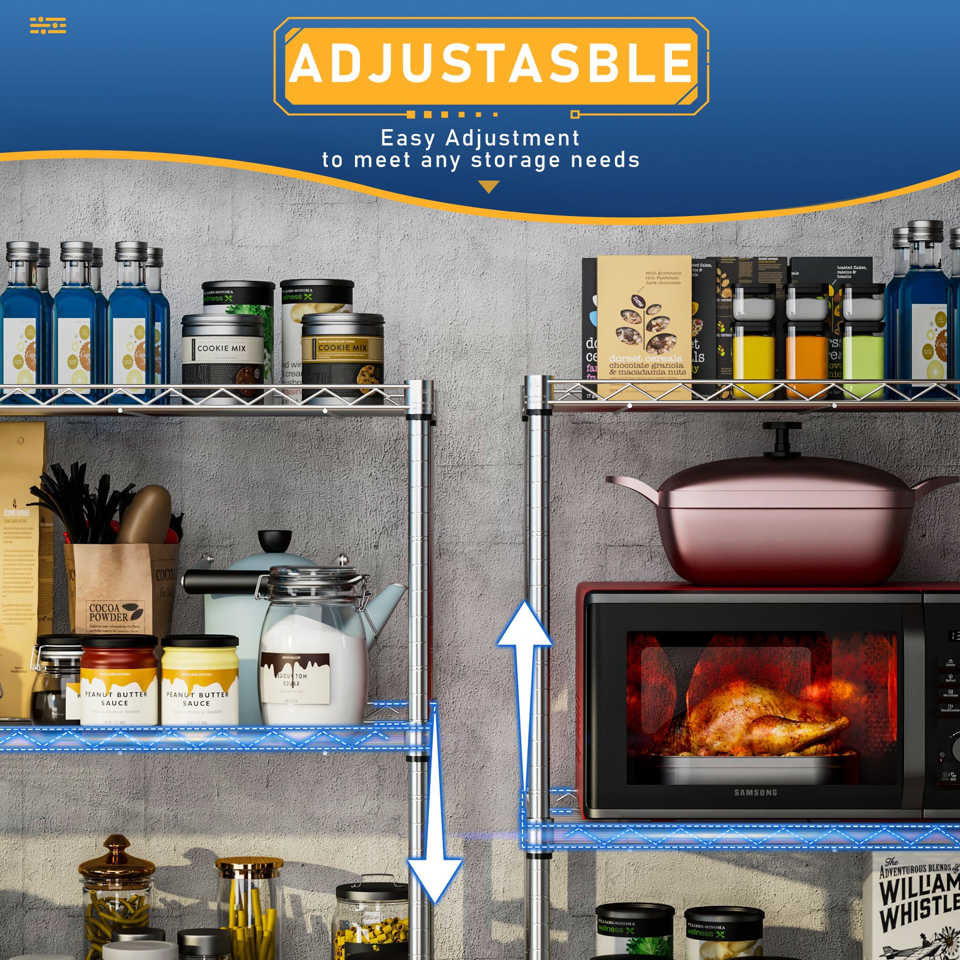 6 Tier Shelf Wire Shelving Unit Fence Shelf Fw 6T1848 C Lkj Chrome Iron Plastic