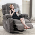 Massage Rocker Recliner Chair Rocking Chairs For Adults Oversized With 2 Cup Holders, Usb Charge Port Soft Features A Manual Massage And Heat. A B Grey Grey Soft Heavy Duty Foam Metal & Wood