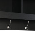 Shoe Storage Bench With Shelves And 4 Hooks, Elegant Hall Tree With Wall Mounted Coat Rack, Entryway Organizer For Hallway, Foyer, Mudroom, Black Black Primary Living Space Particle Board