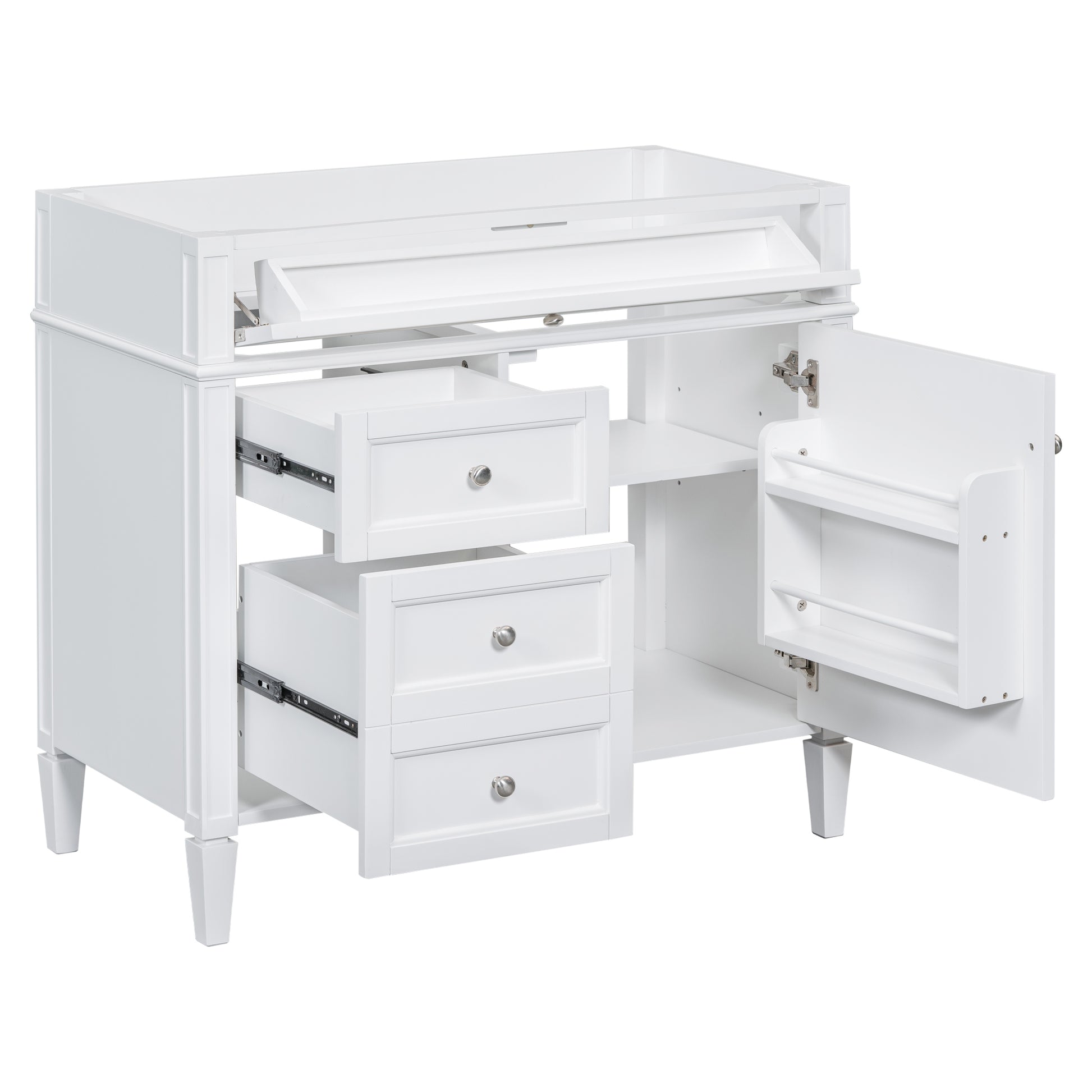 36'' Bathroom Vanity Without Top Sink, Modern Bathroom Storage Cabinet With 2 Drawers And A Tip Out Drawer, Solid Wood Frame Not Include Basin Sink 3 White 1 1 Adjustable Hinges Bathroom