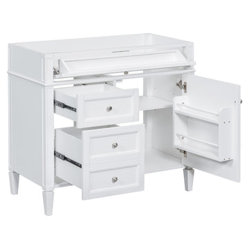 36'' Bathroom Vanity Without Top Sink, Modern Bathroom Storage Cabinet With 2 Drawers And A Tip Out Drawer, Solid Wood Frame Not Include Basin Sink 3 White 1 1 Adjustable Hinges Bathroom