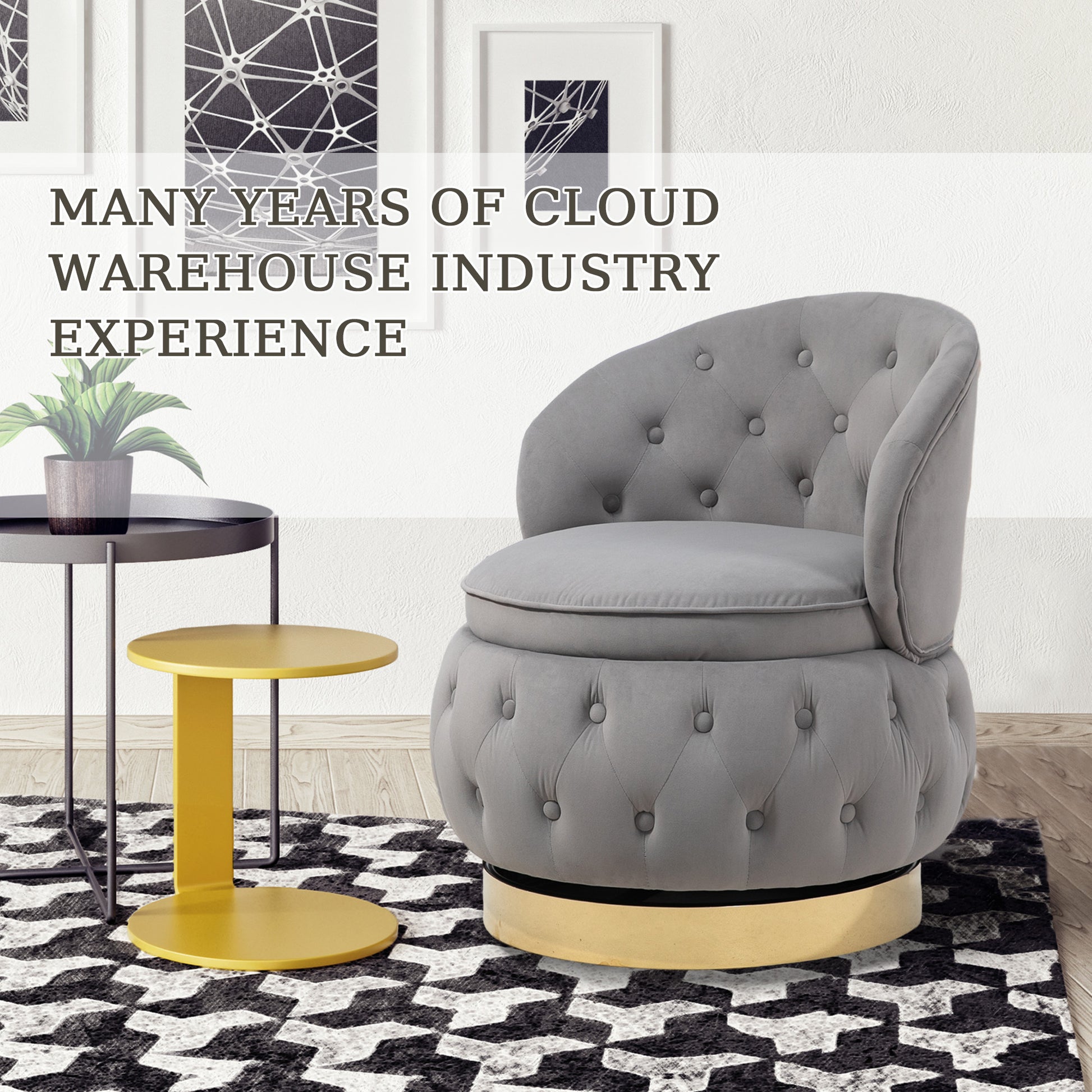 360 Degree Swivel Cuddle Barrel Accent Storage Chairs, Round Armchairs With Wide Upholstered, Fluffy Velvet Fabric Chair For Living Room, Bedroom, Office, Waiting Rooms Gray Primary Living Space Foam Velvet