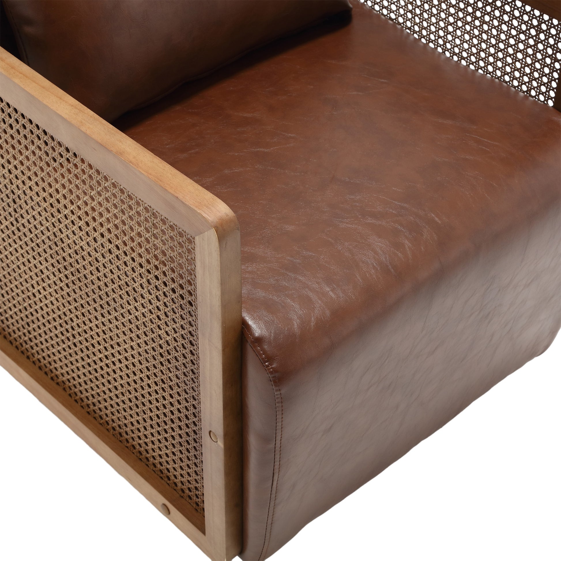 Coolmore 360 Degree Swivel Barrel Club Chair With One Pillow,Modern Comfortable Upholstered Accent Chair,Linen Accent Chair For Living Room,Bedroom Brown Pu Brown Pu Primary Living Space Modern Foam Pu Leather