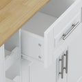Multi Functional Kitchen Island Cart With 2 Door Cabinet And Two Drawers,Spice Rack, Towel Holder, Wine Rack, And Foldable Rubberwood Table Top White White Mdf