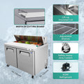 Orikool 48 In Commercial Refrigerators Sandwich&Salad Prep Table With A Butcher Block Cutting Board, Protection Lid, Cold Storage, Etl Certified Silver Stainless Steel