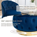 360 Degree Swivel Cuddle Barrel Accent Storage Chairs, Round Armchairs With Wide Upholstered, Fluffy Velvet Fabric Chair For Living Room, Bedroom, Office, Waiting Rooms Navy Primary Living Space Foam Velvet