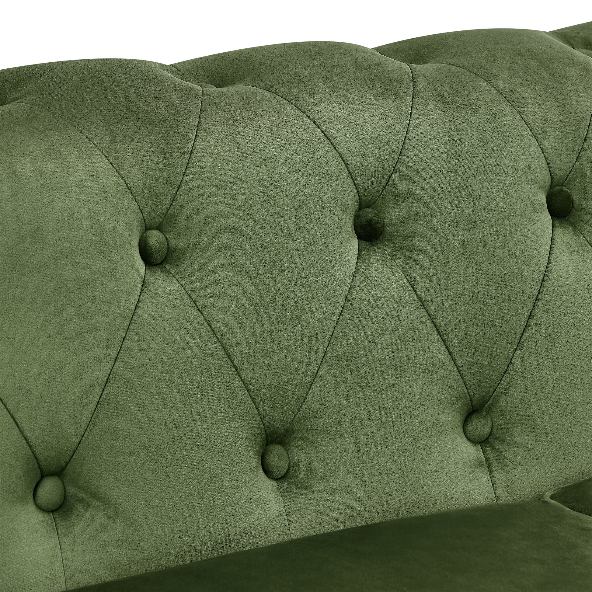 Phoyal Large Sofa, Velvet Sofa Three Seat Sofa Classic Tufted Chesterfield Settee Sofa Modern 3 Seater Couch Furniture Tufted Back For Living Room Green Green Primary Living Space Medium Soft Cushion Back Square Arms Foam Fabric 3 Seat