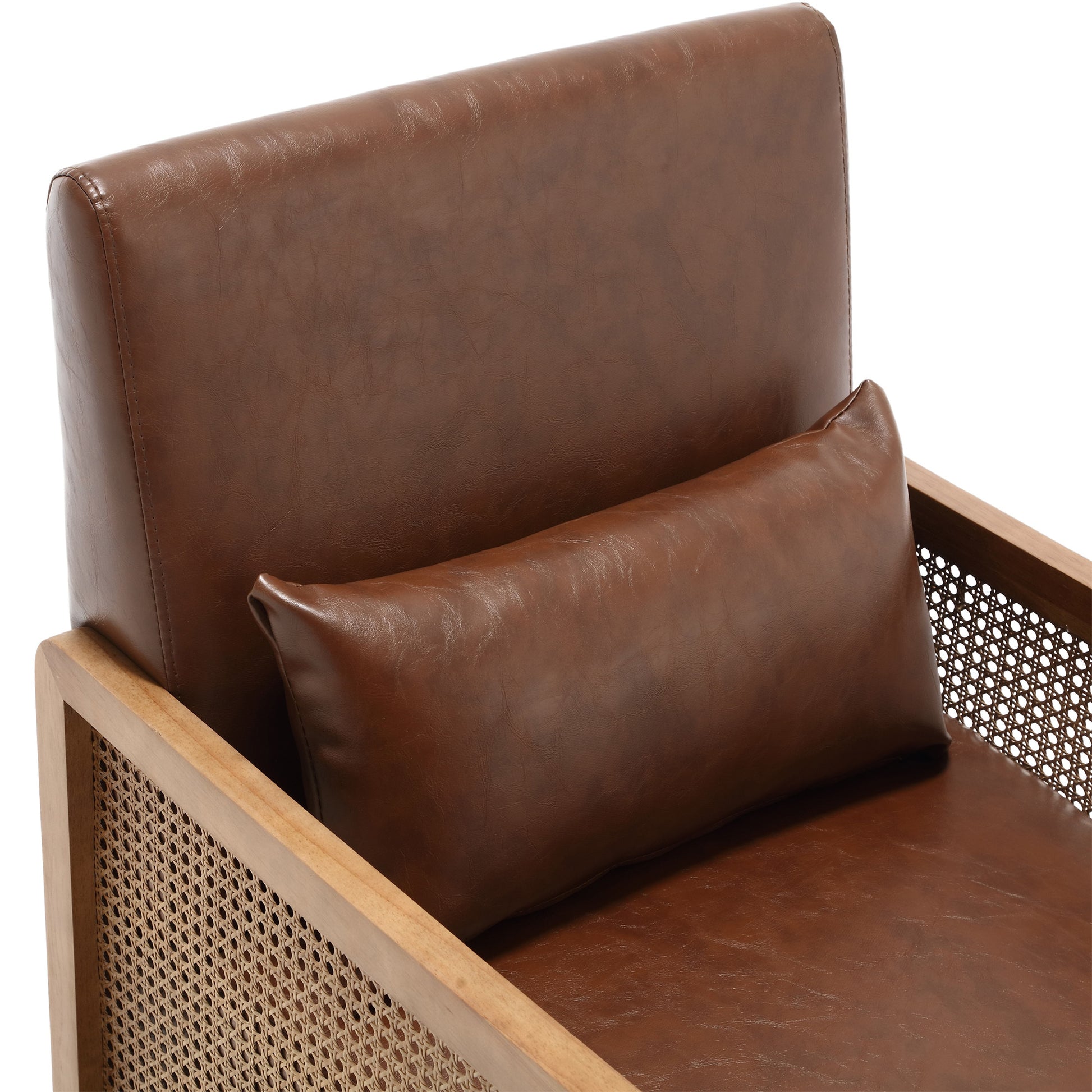 Coolmore 360 Degree Swivel Barrel Club Chair With One Pillow,Modern Comfortable Upholstered Accent Chair,Linen Accent Chair For Living Room,Bedroom Brown Pu Brown Pu Primary Living Space Modern Foam Pu Leather