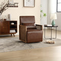 Coolmore 360 Degree Swivel Barrel Club Chair With One Pillow,Modern Comfortable Upholstered Accent Chair,Linen Accent Chair For Living Room,Bedroom Brown Pu Brown Pu Primary Living Space Modern Foam Pu Leather