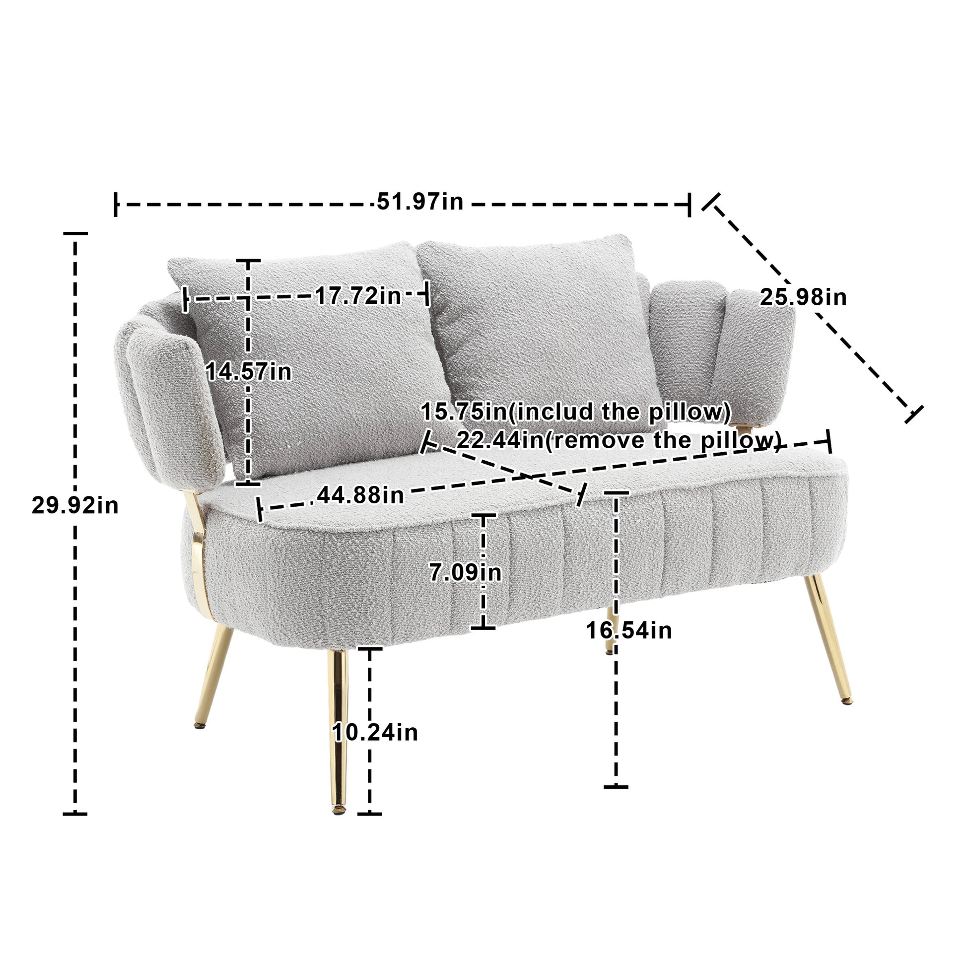 Coolmore Polyester Accent Sofa Modern Upholstered Armsofa Tufted Sofa With Metal Frame, Single Leisure Sofa For Living Room Bedroom Office Balcony Gray Boucle